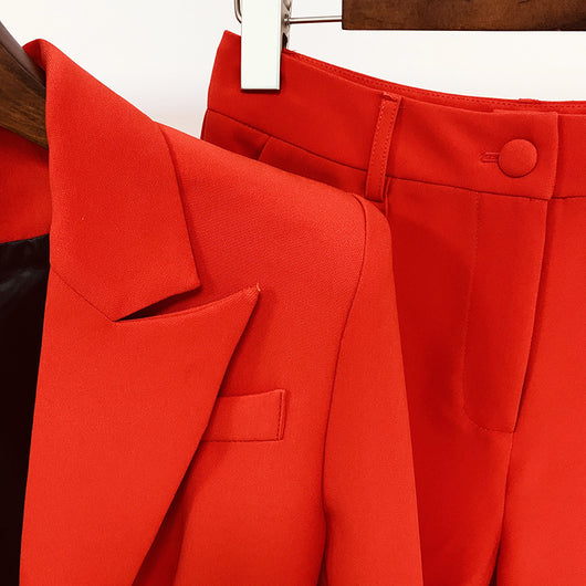 Traje Ejecutivo Mujer con Pantalón Acampanado y Saco de Botón Único - Image 9