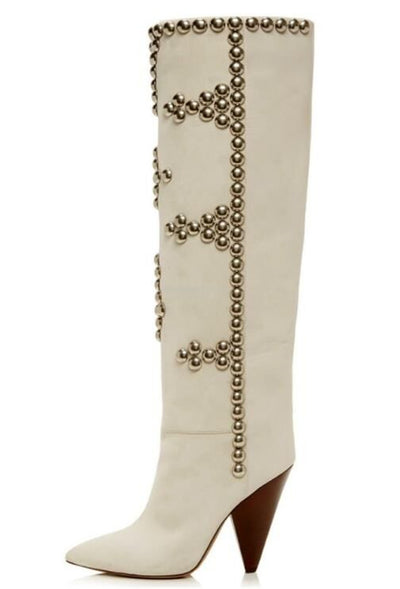 Botas Over the Knee con Tacón Cuña y Punta Studs - Image 19