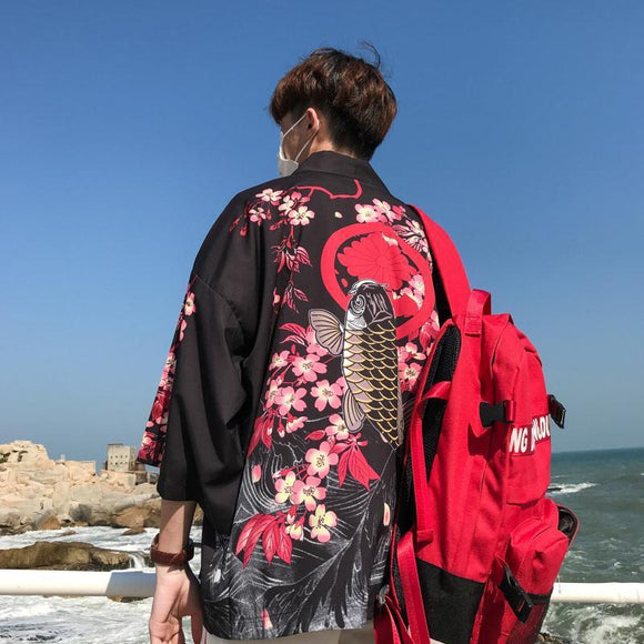 Cardigan Suelto de Protección Solar con Mangas 3/4 para Hombre