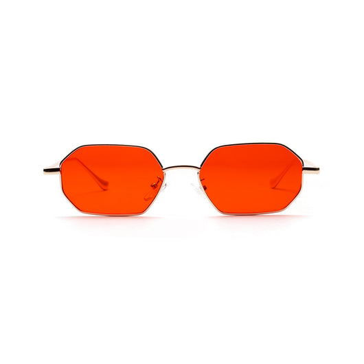 Vintage octagonal sunglasses with a gold metal frame and dark lenses, offering UV400 protection. - Image 7