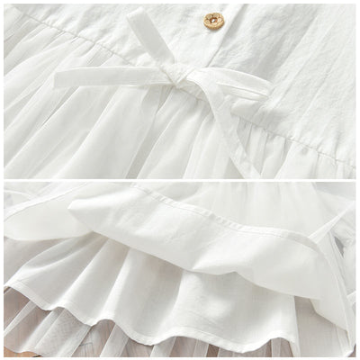Vestido Princesa Coreano de Gasa Blanca con Mangas Largas para Bebé - Image 11
