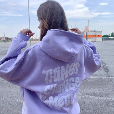 Sudadera con Capucha Estilo Retro Americano Púrpura Pastel para Mujer - Image 4