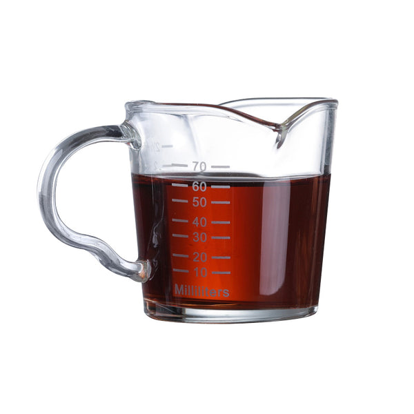 Taza Medidora de Vidrio Doble Boca con Escala para Leche