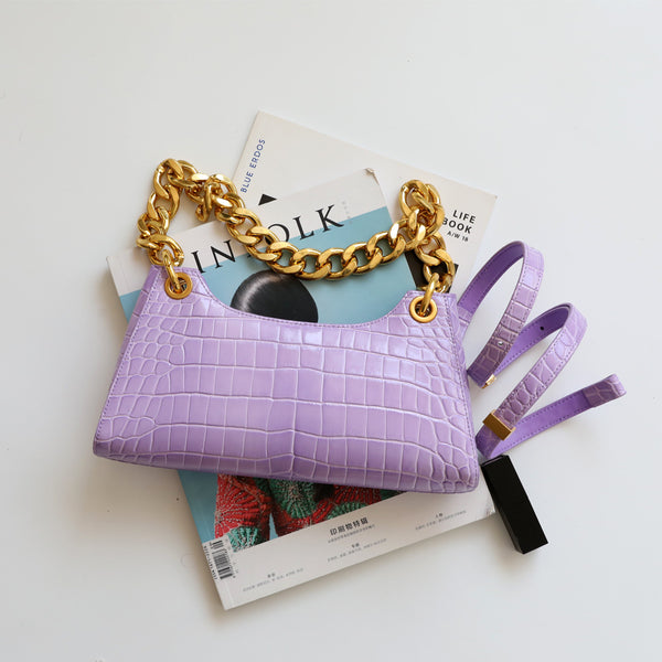 Bolso Bandolera Asimétrico de Cuero Genuino para Mujer