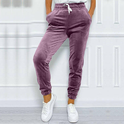 Pantalones Jogger de Terciopelo Estilo Coreano con Cintura Elástica para Mujer - Image 18