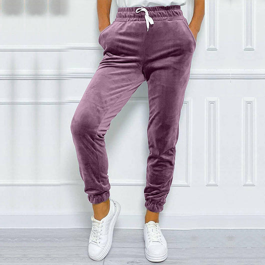 Pantalones Jogger de Terciopelo Estilo Coreano con Cintura Elástica para Mujer - Image 18