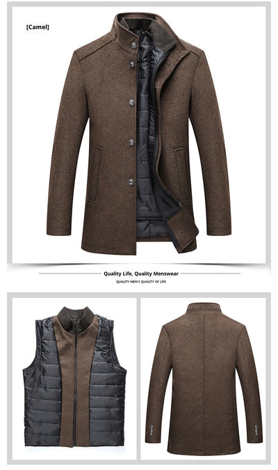 Abrigo de Lana Casual para Hombre en Colores Sólidos - Image 12