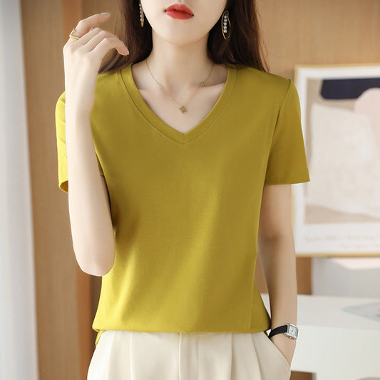Blusa de Algodón Mercerizado Manga Corta Ajustada para Mujer - Image 2