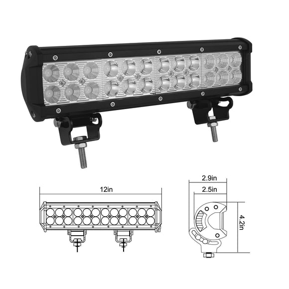 Barra de Luces LED 72W Doble Fila para Vehículos 4x4 y Camionetas
