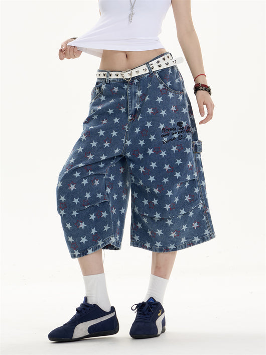 Pantalón Denim Estampado Crop Ancho y Suelto - Image 15