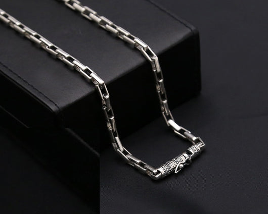 Collar Cadena Gruesa Plata Thai S925 Vintage para Hombre - Anillo Retenedor Mineral - Image 2