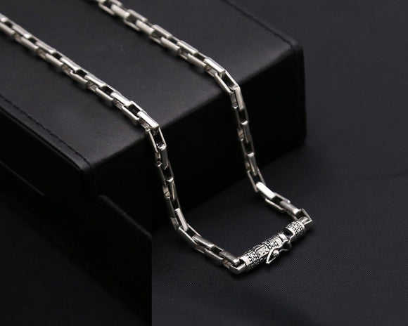 Collar Cadena Gruesa Plata Thai S925 Vintage para Hombre - Anillo Retenedor Mineral