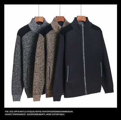 Cardigan Tejido Cálido para Hombre con Cuello Solapa y Diseño de Retazos - Image 9