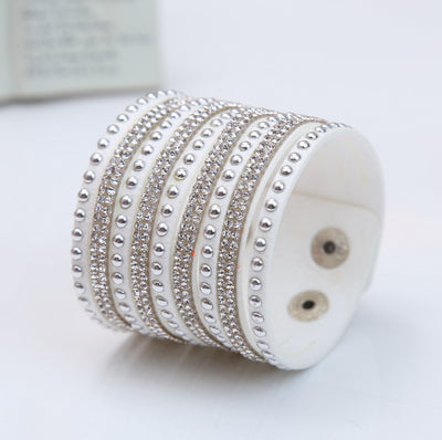 Pulsera de Cuero Flanela con Diamantes Brillantes - Image 13