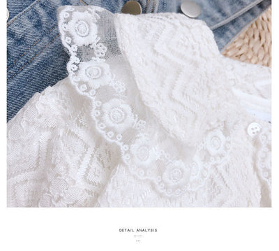 Conjunto Infantil: Overol Denim con Blusa de Encaje - Image 11
