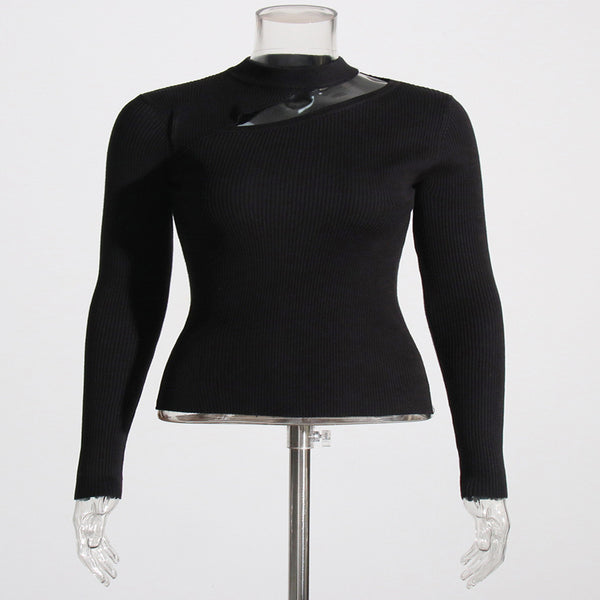 Blusa Tejida Irregular con Detalles Calados para Mujer