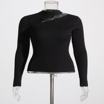 Blusa Tejida Irregular con Detalles Calados para Mujer