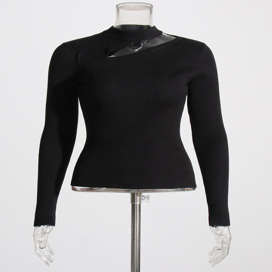 Blusa Tejida Irregular con Detalles Calados para Mujer