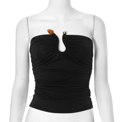 Blusa Escotada sin Espalda con Pliegues y Detalles en Ágata - Image 6