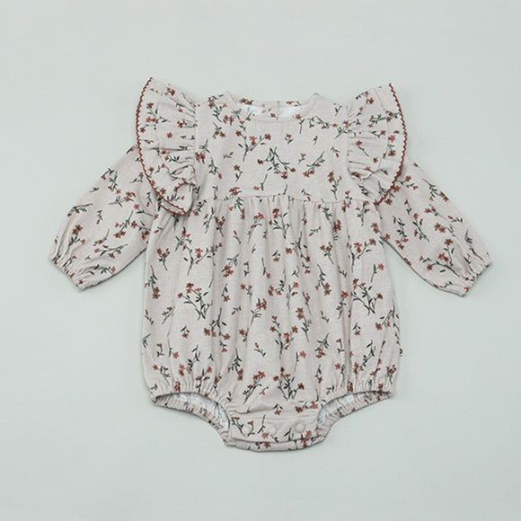 Enterizo Infantil de Manga Larga con Cuello de Muñeca Floral