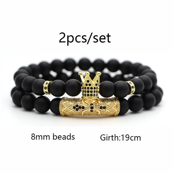 Pulsera de Piedra Natural Estilo Étnico con Corona Hao