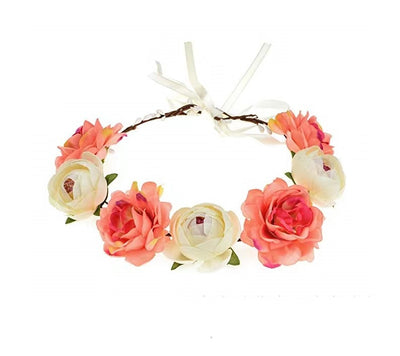 Diadema Nupcial de Rosas Rojas - Flores Artificiales para Playa y Viajes - Image 9