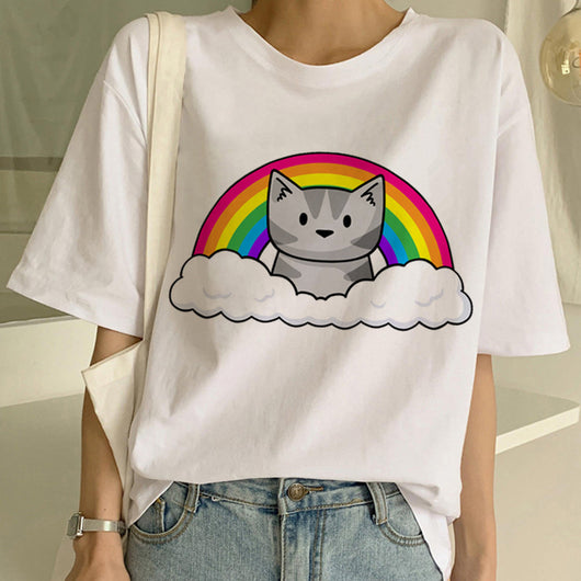 Playera Pareja a Juego con Estampado Divertido de Gatos - Unisex Manga Corta Tendencia - Image 19