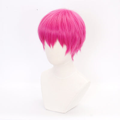 Peluca Corta Rojo Rosa Versátil - Set Completo