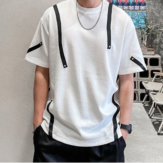 Playera de Algodón Puro con Costuras de Diseño Casual Americano