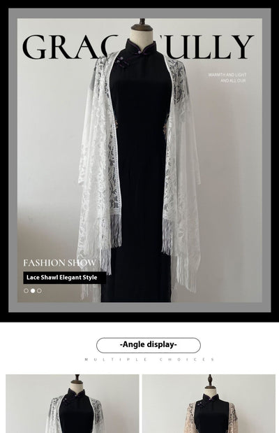 Chal Ligero de Encaje con Flecos para Mujer - Perfecto para Verano - Image 10