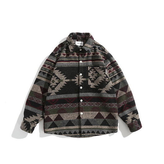 Camisa Étnica de Lana Retro Oversized Manga Larga - Image 18