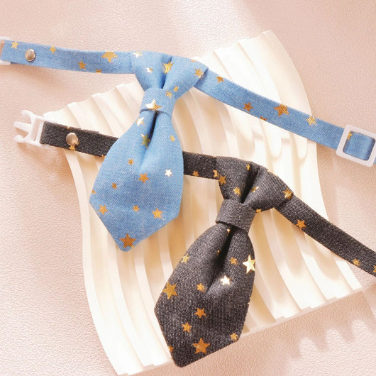 Collar Diseñador para Perros Pequeños y Medianos con Corbata Estrella Dorada Ajustable - Image 6