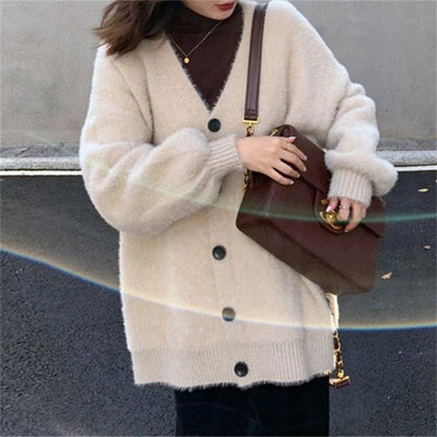Abrigo Sweater de Piel de Visón Artificial Estilo Coreano para Mujer - Image 2