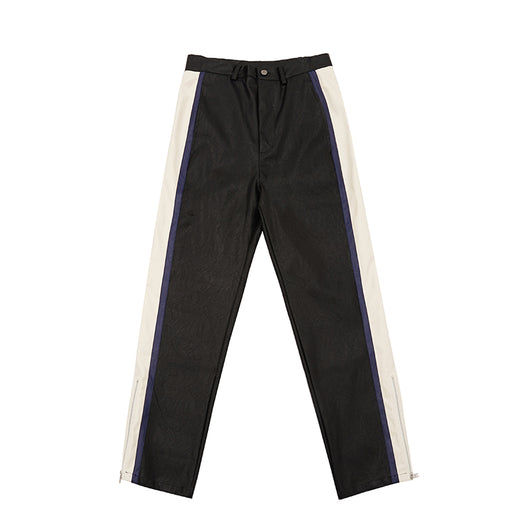 Pantalones de Cuero Rayas Hombre Corte Recto y Suelto - Image 3