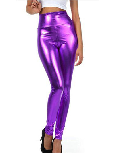 Pantalones de Cuero Brillante Cintura Alta para Mujer - Image 11