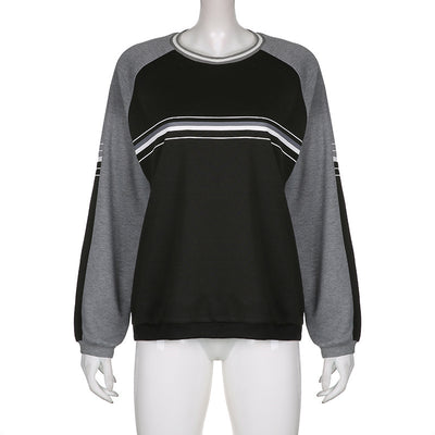 Blusa Suéter Patchwork Manga Larga Cuello Redondo Oversize para Mujer - Image 6