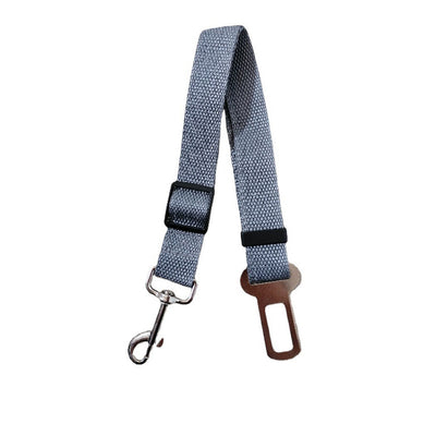Brown nylon pet car safety belt with adjustable strap, metal seatbelt buckle, and swivel snap hook. - Image 18