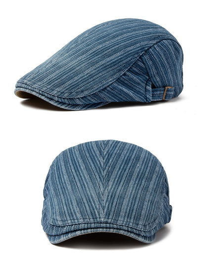Boina Retro de Algodón Denim Lavado con Costura Británica para Hombre - Image 18