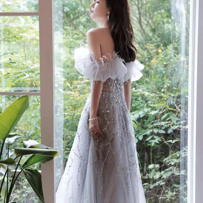 Vestido Elegante Hombro Descubierto para Anfitriona de Conferencias - Image 11