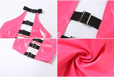 Camiseta Halter de Cuero PU con Detalle Hueco - Image 16