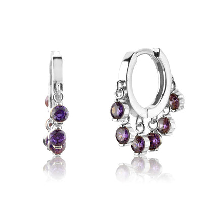 Aretes de Plata Esterlina con Piedras Redondas Colgantes - Image 15
