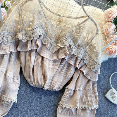 Blusa Chifón con Volantes de Encaje y Mangas Abullonadas - Image 11