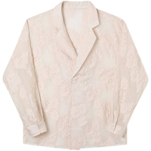 Camisa Unisex Jacquard Bordada en Tono Albaricoque - Image 2