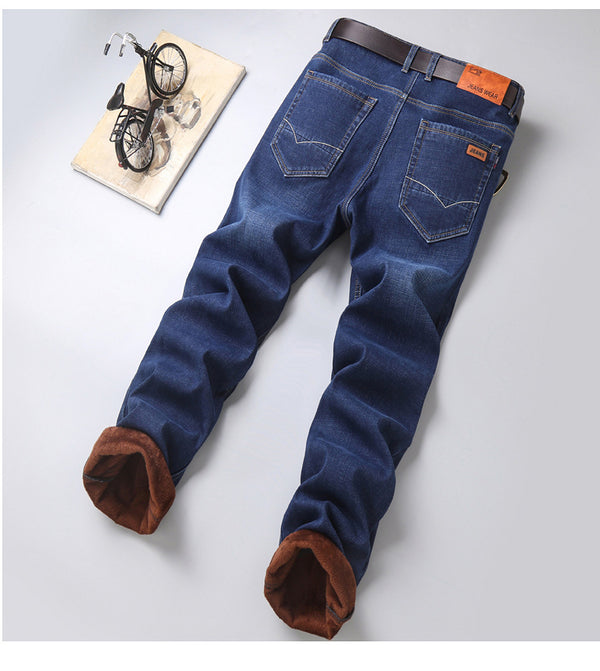 Jeans Casuales para Hombre con Forro Grueso y Terciopelo
