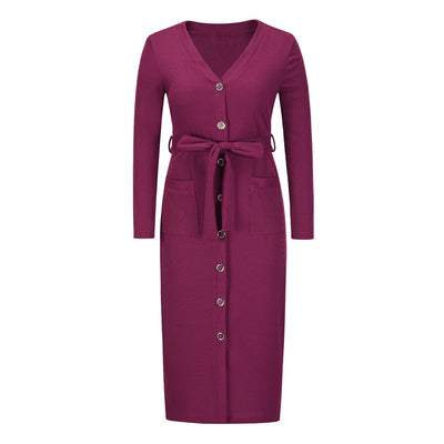 Vestido Largo Ajustado Cuello V Mujer Otoño Invierno - Image 12