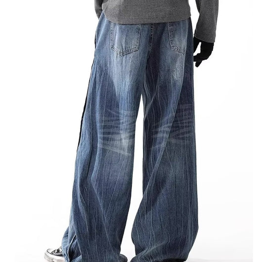 Jeans Hombre Lavado Clásico con Rayas Relámpago - Primavera Otoño - Image 4