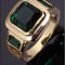 Anel Masculino Dourado Zircônia Micro Pavê Verde nº 6