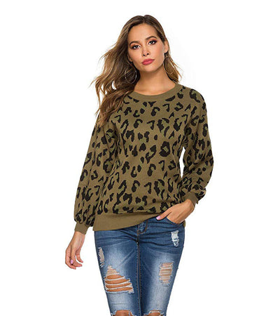Suéter Tejido Estampado Leopardo con Mangas Linterna Oversize - Image 7