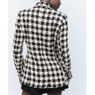 Abrigo Tipo Blazer Doble Botonadura Pata de Gallo para Mujer - Image 2