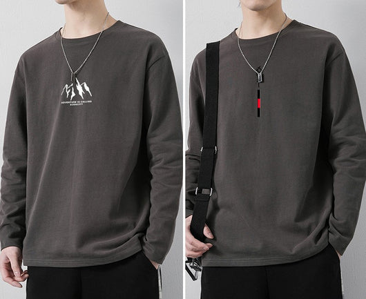Camiseta de Algodón Manga Larga Suelta para Hombre - Image 15